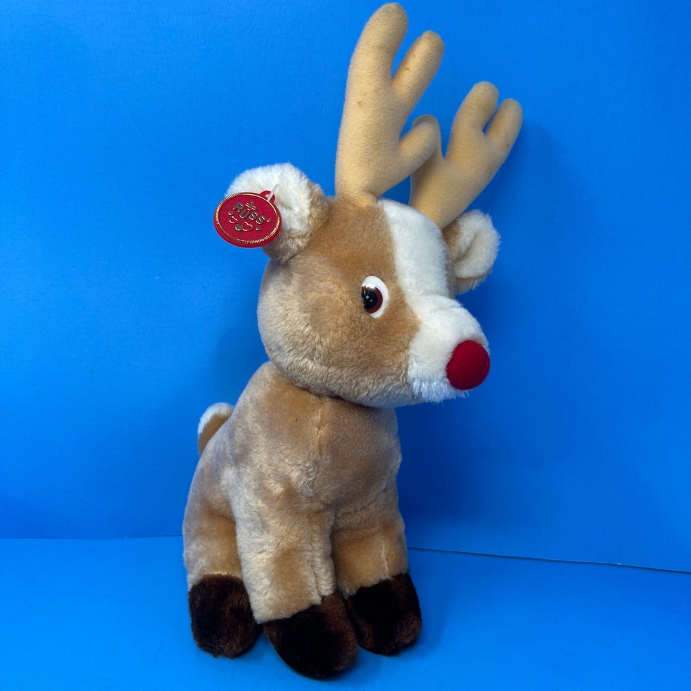 Russ Berrie Plush Reindeer 14 inch Tan Vintage Musical Wind Up Rudolph 367 - Picture 3 of 17